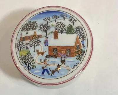 Villeroy & Boch Naif Porcelain Christmas Trinket Box 3  Candy Dish Lid Laplau 2C • $7.99