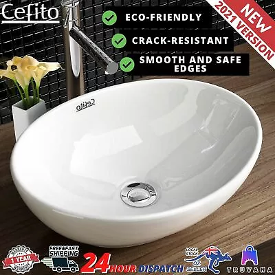 Cefito Bathroom Basin Vanity Sink Ceramic Above Counter Hand Wash Bowl Oval • $47.74