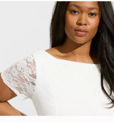 Torrid Ivory Lace Wedding Dress Short Sleeve Fit & Flare Dress NWT Sz 24 • $140