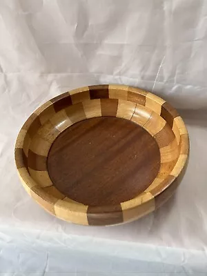 Vintage Cambridge Ware Checkerboard Wooden Fruit Bowl • £9.99