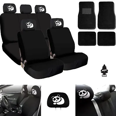 $52.45 • Buy For VW New Panda Car Truck SUV Seat Covers Headrest Floor Mats Full Set 