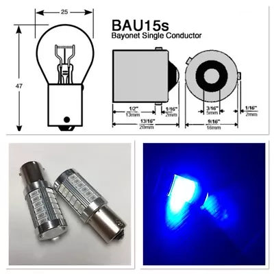 Rear Turn Signal Bulbs BAU15S 7507 PY21W SMD LED 150° Blue K1 HAK • $15.50