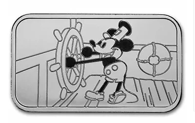 1 Oz .999 Fine Silver Bar Mickey Mouse Steamboat Willie BU • $42.72