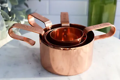 Pack Of 4 Boutique Chic Stainless Steel Copper Plated Stackable Measuring Cups • $39.99