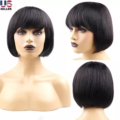 Lady Girl Bob Wig Women's Short Straight Bangs Full Hair Wigs Cosplay Party USA • $11.08