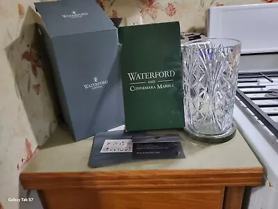 Waterford Crystal AH Chara Failte Hurricane Lamp  With Connemara Marble Base NEW • $111.75