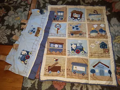 Lambs & Ivy Disney Baby Choo Choo Train Blue Comforter Valance Crib Bedding Set • $39.99