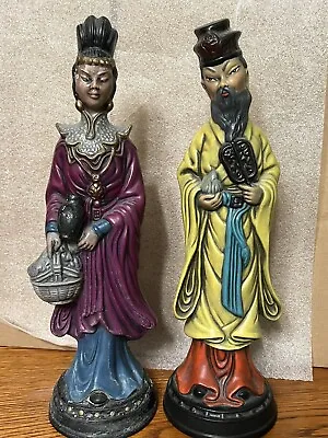 Vintage Asian Couple Ceramic Figurines 13” Tall • $15.50