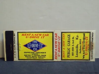 Louisville KY Diamond Quality Matchbook Cover 1930s U Drive It Public Garage Vtg • $12.99