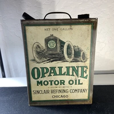 $8000 • Buy ORIGINAL SINCLAIR OPALINE MOTOR OIL W/RACE CAR ONE GALLON FLAT OIL CAN *empty*