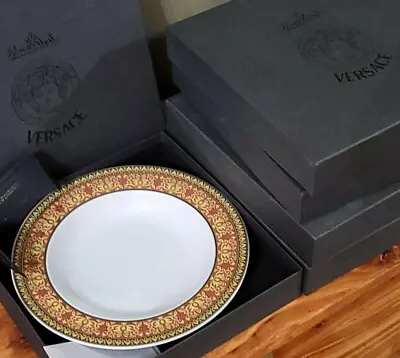5 Rosenthal Versace Soup Plates Sophisticated Medusa Red 8.5  Box & Tag • $498