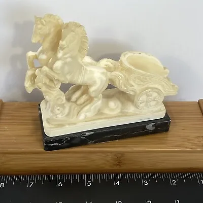 Vintage G. Ruggeri Sculpture Horses Roman Chariot Resin Alabaster Made In Italy • $29.09