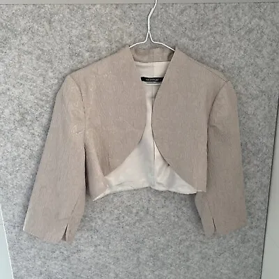 $19.99 • Buy Montique Womens Size 14 Beige Bolero Jacket 3/4 Sleeve Cropped Lined Polyester V