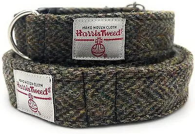 Harris Tweed Handmade Dog Collar And Lead Set Brown Herringbone  • £29.99