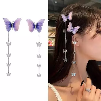 £2.41 • Buy Elegant Tassel Butterfly Hairpin Moving Flying Girls Shiny Hair Clips  Barrettes