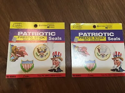 Eureka PATRIOTIC Presto Stick Self-Adhesive Seals/Stickers- 2 Vintage Packs NEW~ • $8.99