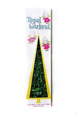 18' Cody Foster Ultra Deluxe Green Tinsel Tree Garland Retro Vtg Christmas Decor • $19.96