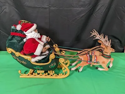 Vintage Animated Santa With Sleigh And Reindeers • £65
