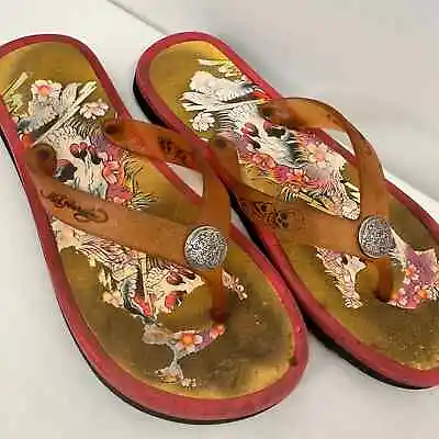 Ed Hardy Skull Jelly Thong Sandals Size 5 / 6 • $12