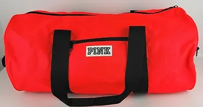 Victorias Secret Pink Neon Pink Black Spellout  Duffel Travel Sports Bag  • $22.07