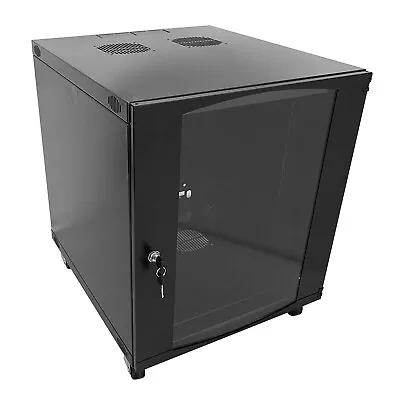 15U Wall Mount Network Server Cabinet Rack Enclosure Glass Door Lock • $265.99