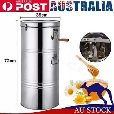 Honey Extractor 2-Frame Stainless Manual Crank Honey Bee Spinner Beekeeping Set • $126.35