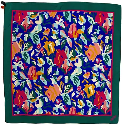 MISSONI FLORAL GREEN LARGE Silk Scarf 33/34 In MADE IN ITALY #A146 • $64.40