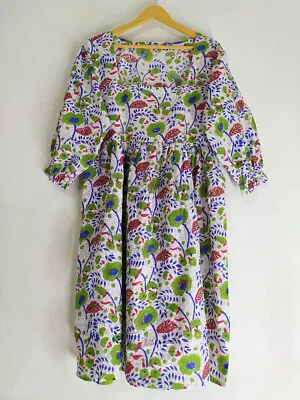 Indian Cotton Gauze Dress Vintage Style Hand Block Print Bohemian Short Dress • $65.11