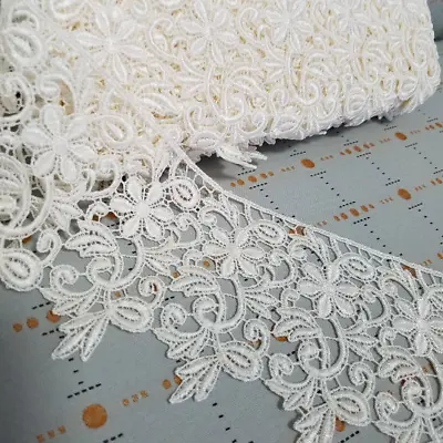 4.75  Wide Ivory Floral Venise Lace Fabric Trim  Sold By The Yard #1890 • $6