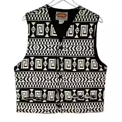 Vintage Paragraff Clothing Co. Men's Tribal Sleeveless Vest Size M Black White • $34.99