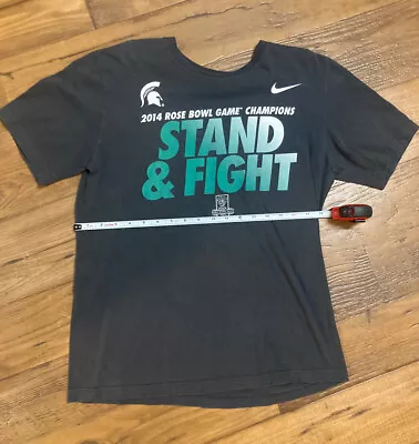 Michigan State Spartans Shirt Mens Medium Gray Nike 2014 Rose Bowl Stand & Fight • $9.99