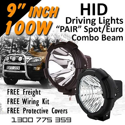 HID Xenon Driving Lights - 9 Inch 100w Spot/Euro Beam Combo 4x4 4wd Off Road • $325.55