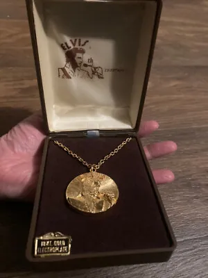 Elvis Presley King Of Rock 1935-1977 18 Karat Gold Electroplate Necklace OG Case • $176.30