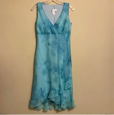 Vintage 80’s Floral Sleeveless Maxi Dress Women’s Size 5/6 Blue Pullover Overlay • $14