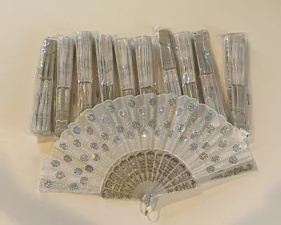 White Folding Hand Fan (Lot Of 11) • $35