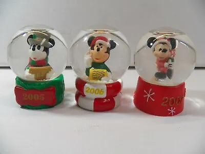 Three Miniature JC Penney Mickey Snow Globes 2005 2006 2007 • $9