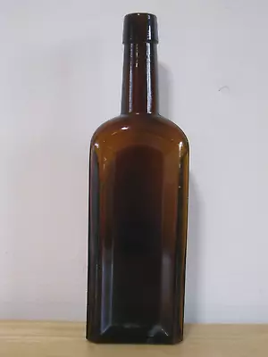 Dark Amber Medicine Bottle With Slopping Collar & Sunken Panels • $15.90