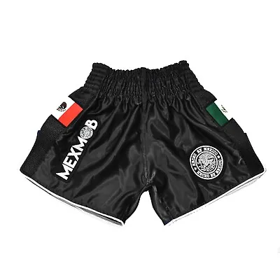 Muay Thai Black Mexmob Kickboxing Boxing Shorts • $26.99