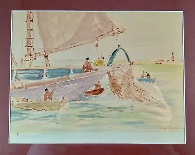 Bonnie Whittingham Watercolor Net Fishing By Wood End Lighthouse Provincetown MA • $500