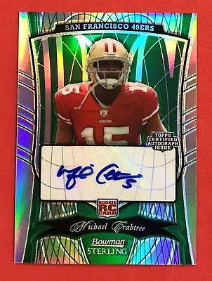 2009 Bowman Sterling Michael Crabtree Green Refractor RC Auto Autograph #7/10 • $49.99