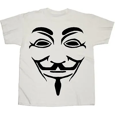 $10.37 • Buy V For Vendetta Black Line Mask White T-Shirt