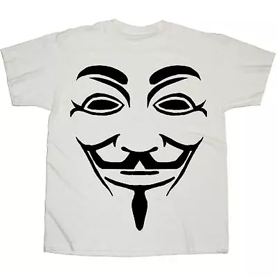 $10.37 • Buy V For Vendetta Black Line Mask White T-Shirt