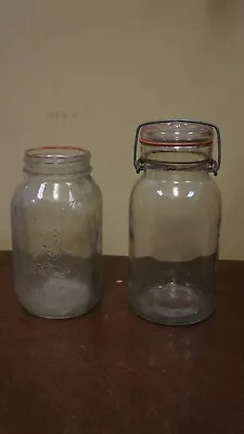 2 Canning Jars-moms Mason Jar No Lid7  -diamond Fruit Jar Glass Lid Metal Bail8  • $15.95