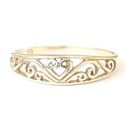 Beautiful Solid 9ct Gold Tapered Filigree Ring. Size O. Yellow Gold. 375. 9K • $149