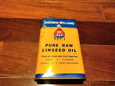 $23 • Buy Vtg. SHERWIN-WILLIAMS PURE RAW LINSEED OIL Read Description 