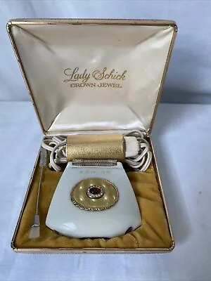 Vintage Lady Schick Crown Jewel Electric Razor #110 White & Gold W/ Rhinestones  • $12.99