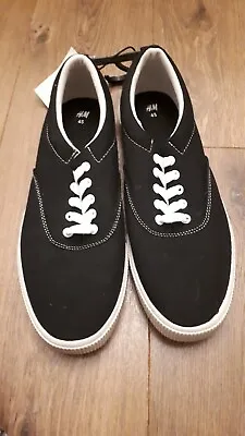 H&M Black Canvas Look Shoes Uk Size 10.5 - Brand New Never Worn • £30