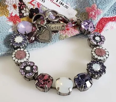 $184 MARIANA Purple Mix White Crystal Lovable Rosette Silver Plated Bracelet • $109.40