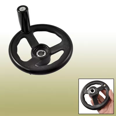 125mm Dia 12mm Bore Milling Machine Plastic Hand Wheel Revolving Handle Black • $15.03