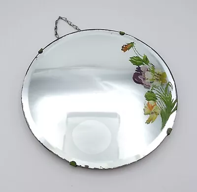 Vintage Small Art Deco Round Handpainted Chain Wall Mirror • $31.51